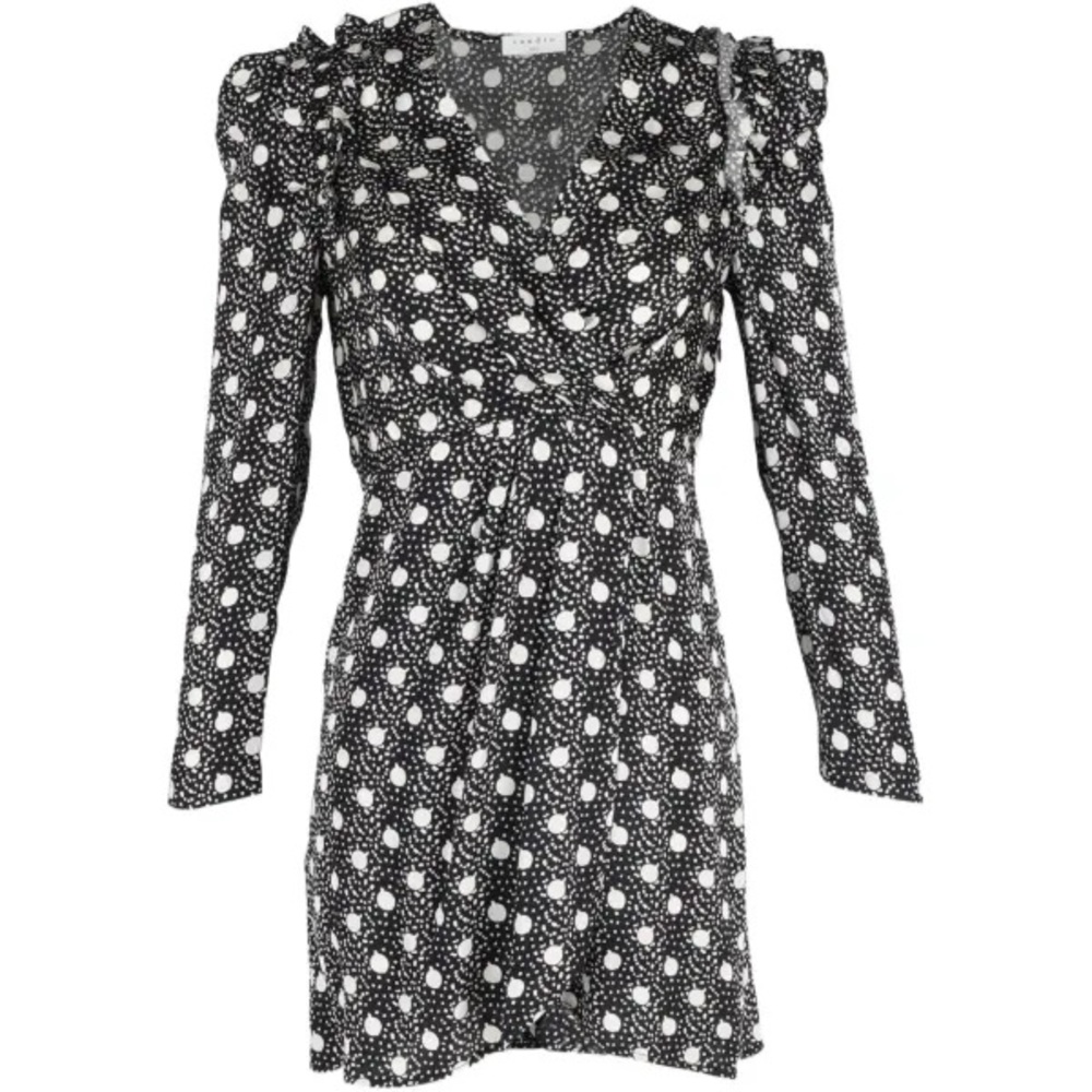 Sandro Black and White Long Sleeve Dress
